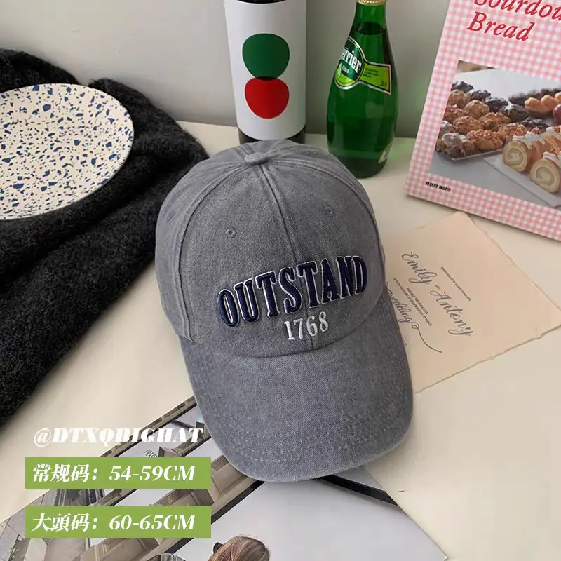 Women Washed Baseball Cap Deep Blue Small Hole - Image 17