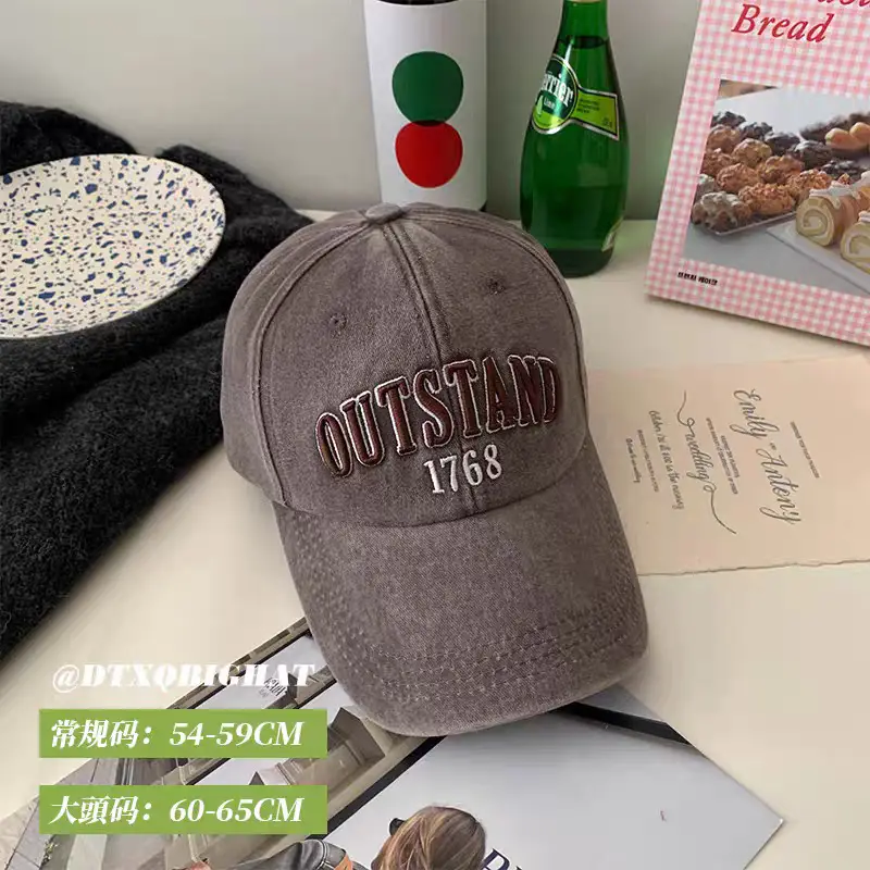 Women Washed Baseball Cap Deep Blue Small Hole - Image 20