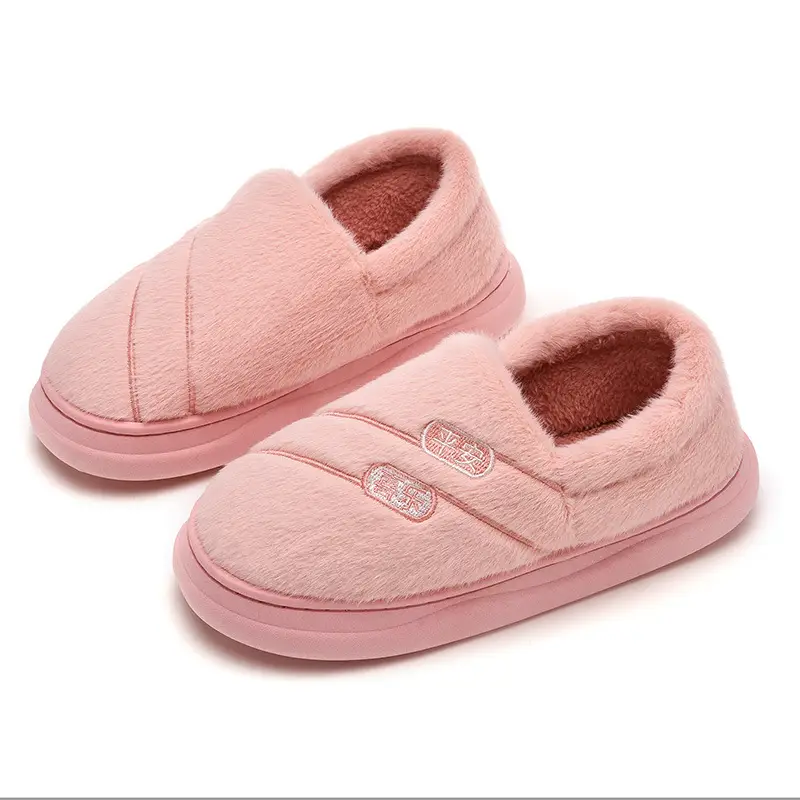 Qida Shun Autumn and Winter Couple Cotton Slippers New Indoor and Outdoor Stuffed Bag Heel Thickened Warm Cotton Slippers Wholesale