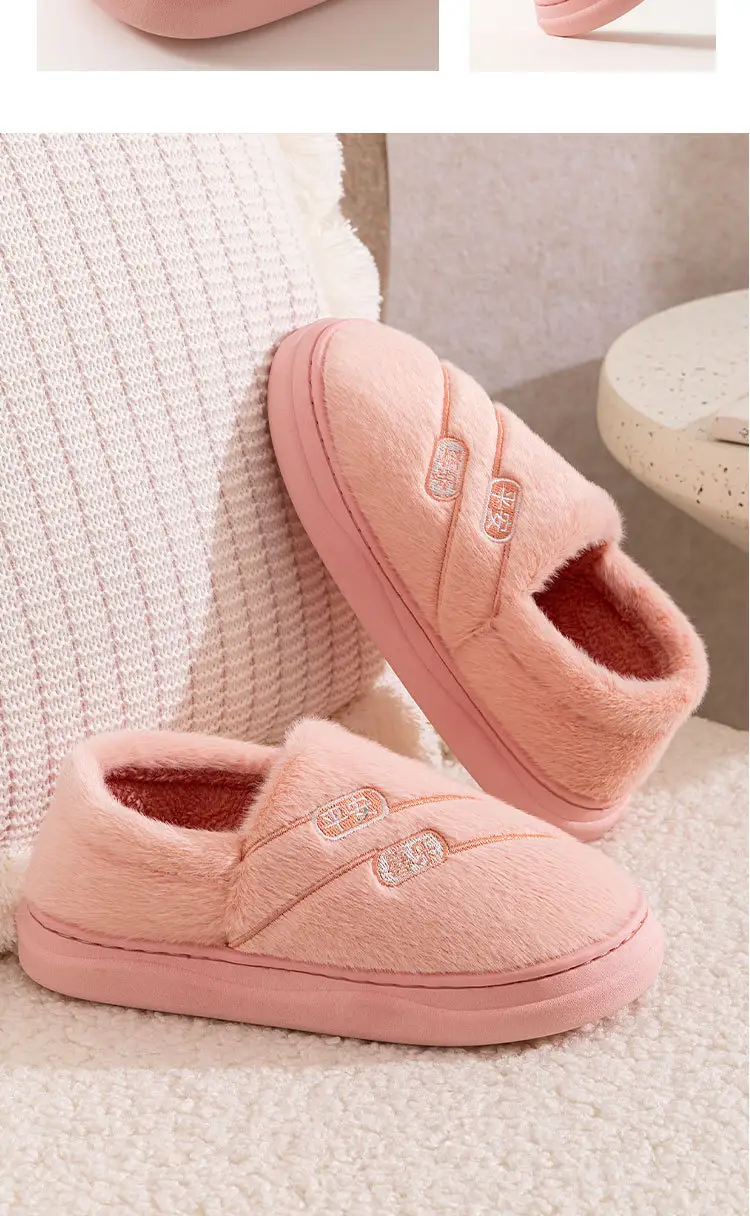 Qida Shun Autumn and Winter Couple Cotton Slippers New Indoor and Outdoor Stuffed Bag Heel Thickened Warm Cotton Slippers Wholesale — feature 15