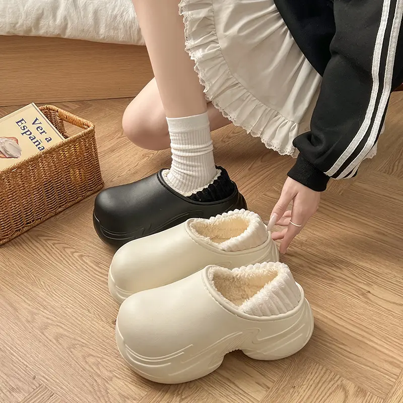 Women Waterproof Cotton Slippers White 2025 Winter Indoor - Image 4