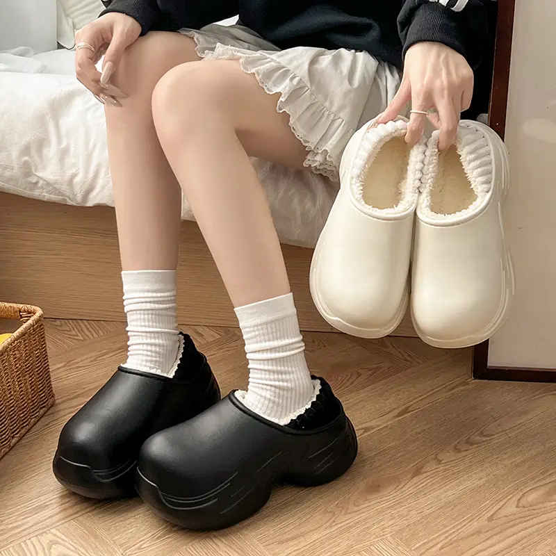 Women Waterproof Cotton Slippers White 2025 Winter Indoor - Image 5