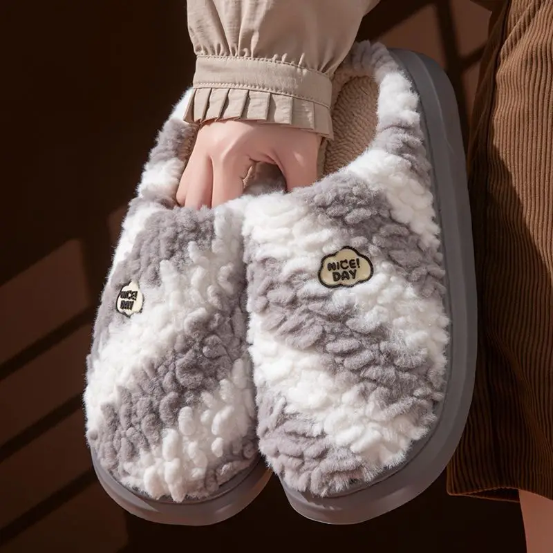 Pink Plush Winter Slippers Warm Thick Soled - Image 8