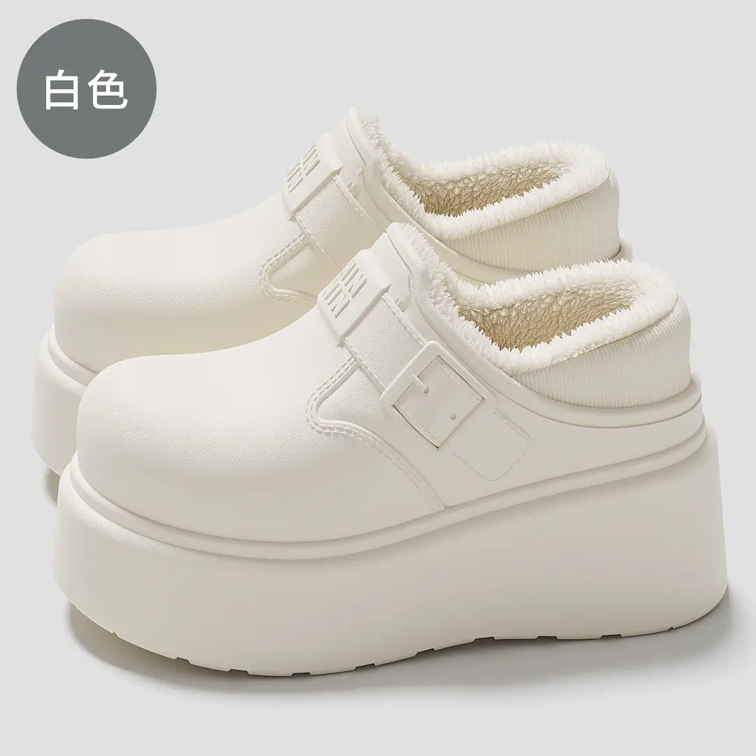 Waterproof Cotton Slippers for Women in Winter, Indoor Fleece-Lined Warm Outerwear, Women's Thick-Soled Non-Slip Heel-Covered Cotton Shoes Wholesale - Image 5