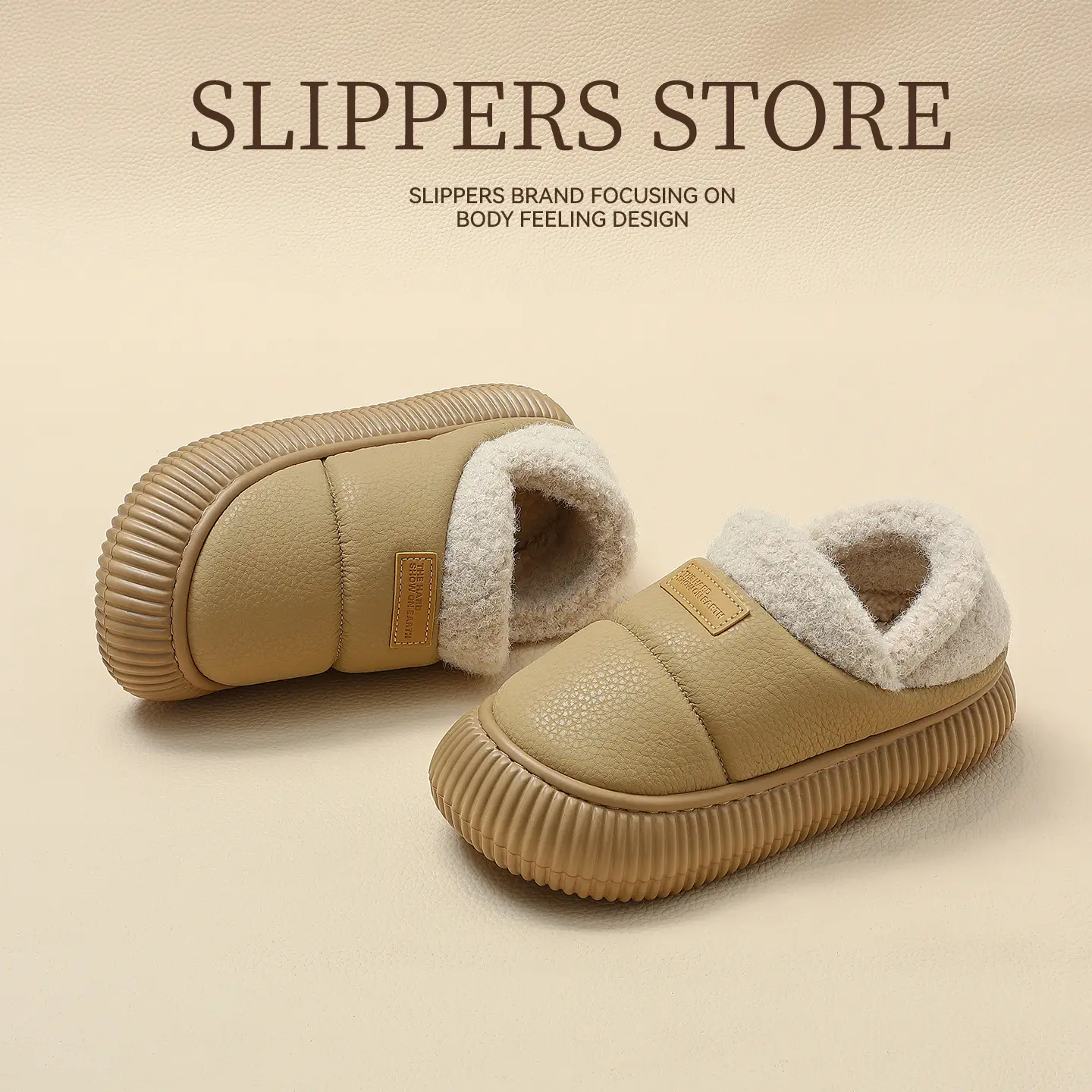 Women Closed Heel Waterproof Cotton Slippers Autumn Winter