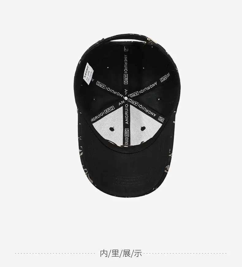 Black Embroidered Letter Baseball Cap Unisex Sunshade — feature 13
