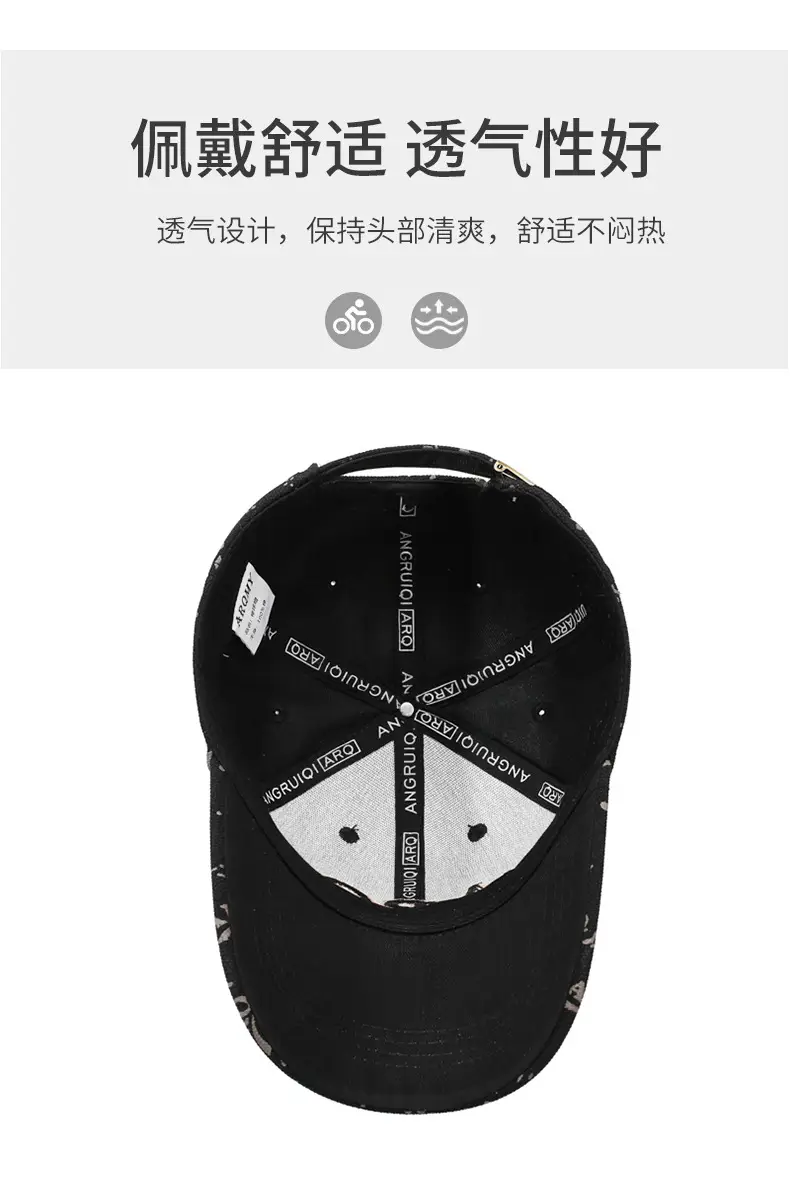 Black Embroidered Letter Baseball Cap Unisex Sunshade — feature 5