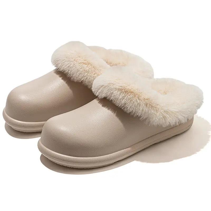 New Cotton Slippers for Women, Thickened Slippers, Velvet Thick Soles, Non-Slip Home Warm Toe Caps, Waterproof Cotton Slippers Wholesale - Image 2