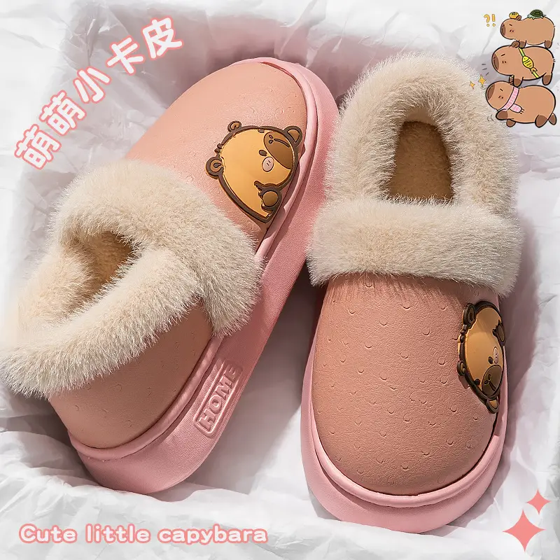 Cute Bear Design Warm Cotton Slippers for Women - Image 2