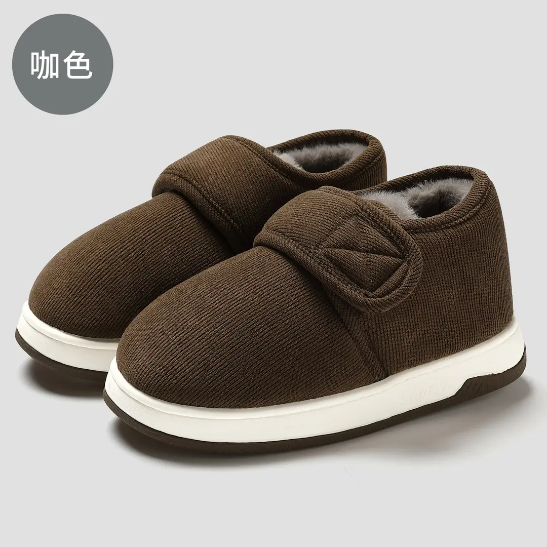 Home Cotton Slippers for Men in Winter with New Velvet Warm Outer Wear for Couples Casual Thick-Soled Cotton Slippers for Women Wholesale
