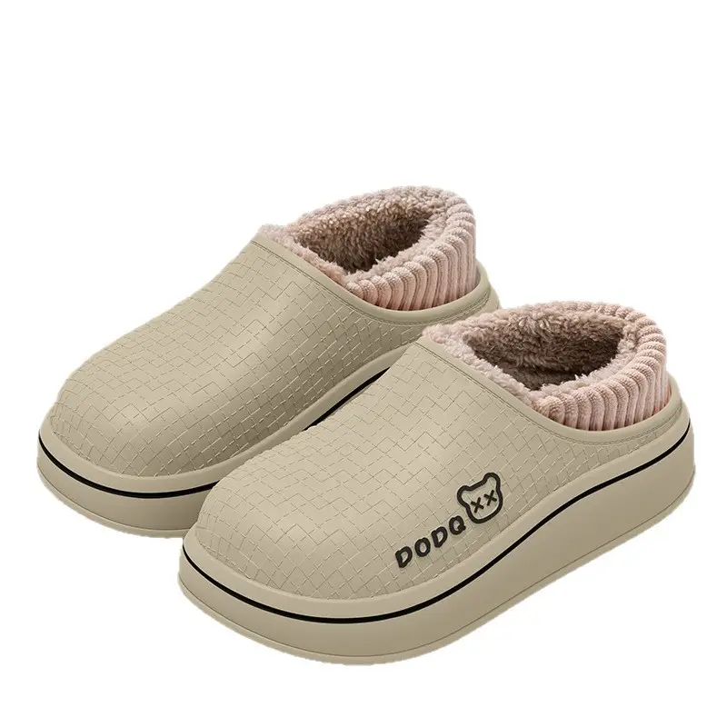 Cover Heel Outer Wear Cotton Slippers 2025 Women's Autumn and Winter Indoor Home Thick-Soled Cover Heel Non-Slip Warm Waterproof Cotton Shoes for Men - Image 10