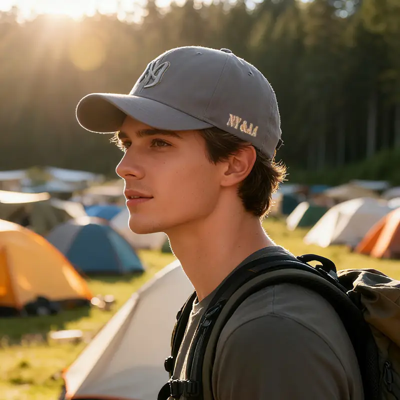 Men's Navy Blue Embroidered Baseball Cap Three Layer - Image 10