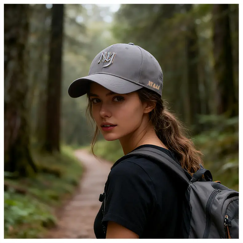 Men's Navy Blue Embroidered Baseball Cap Three Layer — feature 14