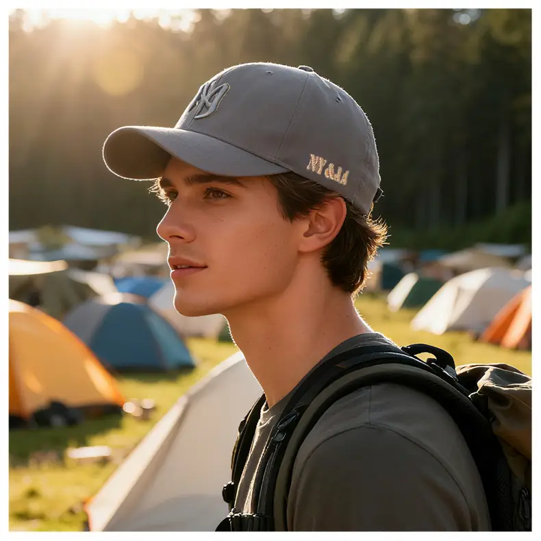 Men's Navy Blue Embroidered Baseball Cap Three Layer — feature 15