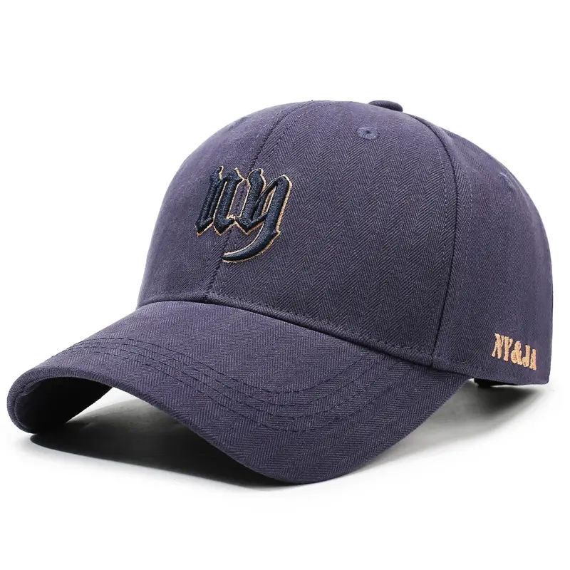Men's Navy Blue Embroidered Baseball Cap Three Layer - Image 5