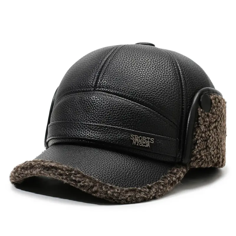Men's Wool Ear Protection Cap Brown Winter Cold Proof - Image 3