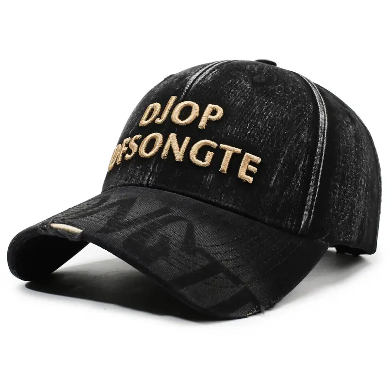 Dop Longtë Distressed Cap Black Baseball Outdoor Sun Hat - Image 2
