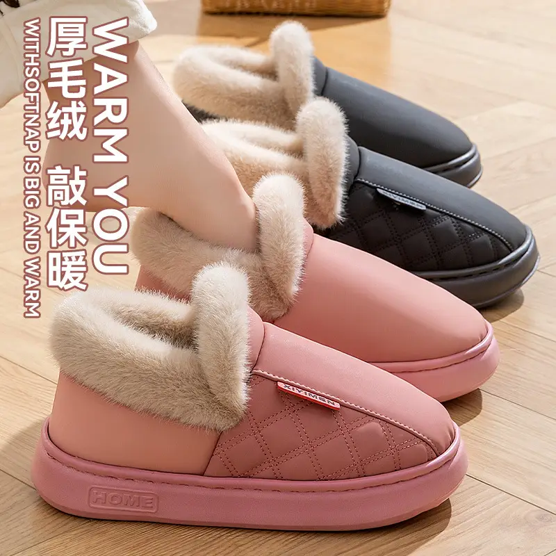 Waterproof Cotton Slippers for Women, Winter 2025 New Thick-Soled Warm Plus Plush Fur Shoes, Bag Heel Cotton Shoes for Men, Outer Wear - Image 4