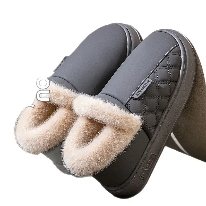 Waterproof Cotton Slippers for Women, Winter 2025 New Thick-Soled Warm Plus Plush Fur Shoes, Bag Heel Cotton Shoes for Men, Outer Wear - Image 8
