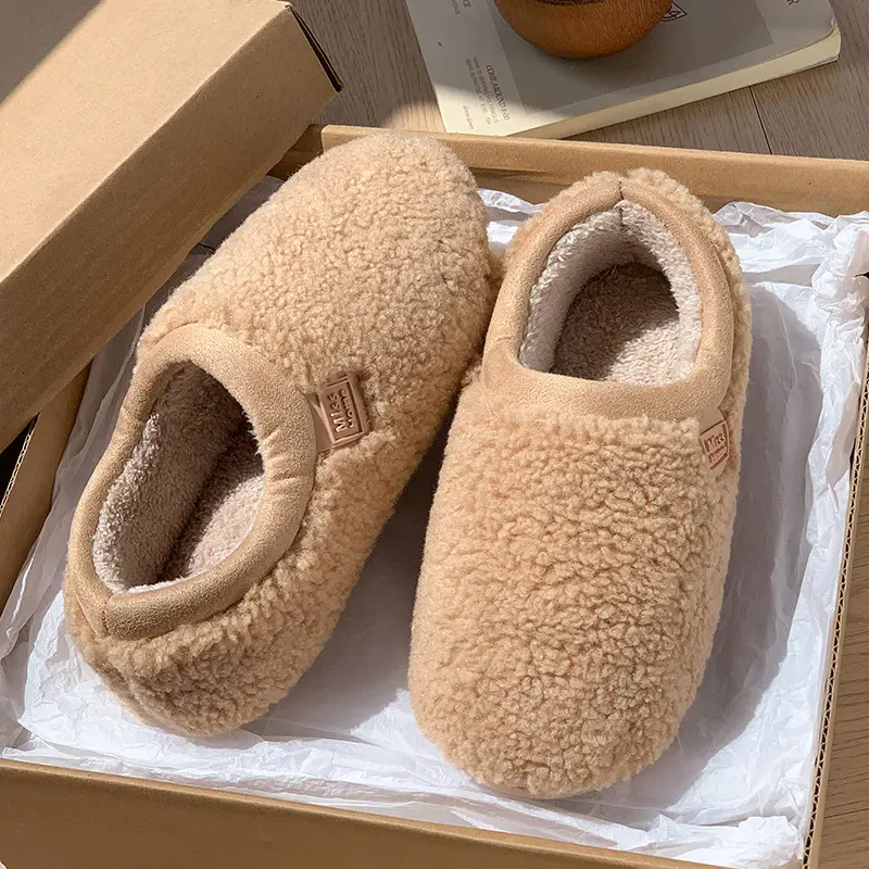 New Style Soft-Soled Simple Full-Wrap Home Plush Cotton Shoes for Women, Autumn and Winter Indoor Non-Slip Cotton Shoes for Couples, Men's Indoor Non-Slip Cotton Shoes - Image 2