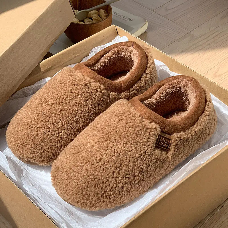 New Style Soft-Soled Simple Full-Wrap Home Plush Cotton Shoes for Women, Autumn and Winter Indoor Non-Slip Cotton Shoes for Couples, Men's Indoor Non-Slip Cotton Shoes - Image 3