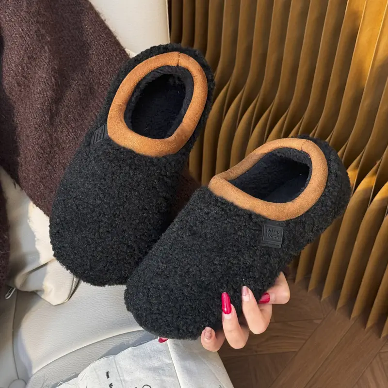 New Style Soft-Soled Simple Full-Wrap Home Plush Cotton Shoes for Women, Autumn and Winter Indoor Non-Slip Cotton Shoes for Couples, Men's Indoor Non-Slip Cotton Shoes - Image 4