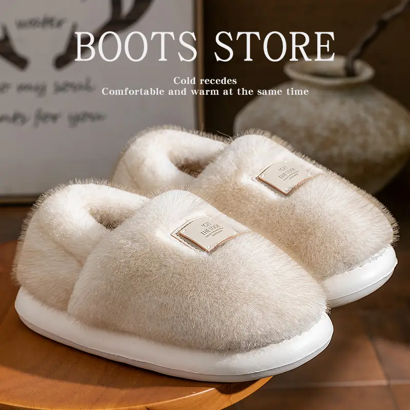 Women's Closed-Back Cotton Slippers for Autumn and Winter 2025, New Home Indoor Couple Plush Warm Maternity Cotton Shoes for Women in Winter - Image 17