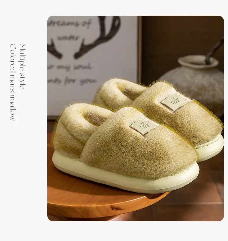 Women's Closed-Back Cotton Slippers for Autumn and Winter 2025, New Home Indoor Couple Plush Warm Maternity Cotton Shoes for Women in Winter — feature 12