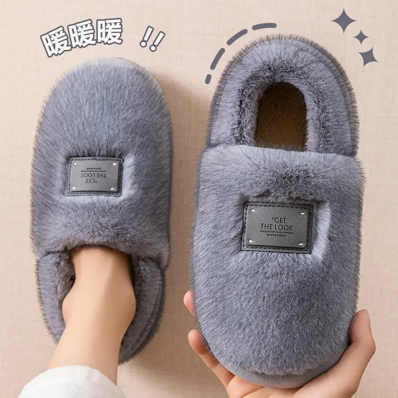 Women's Closed-Back Cotton Slippers for Autumn and Winter 2025, New Home Indoor Couple Plush Warm Maternity Cotton Shoes for Women in Winter - Image 5