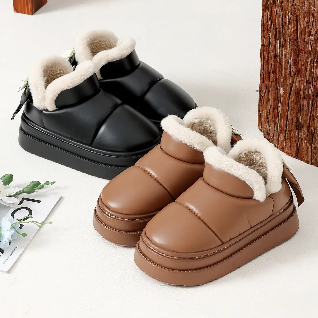 Women's Waterproof Snow Boots for Winter Outer Wear Thick-Soled Non-Slip Indoor Home Plush Warm Bag Heel Cotton Shoes for Men Wholesale - Image 7