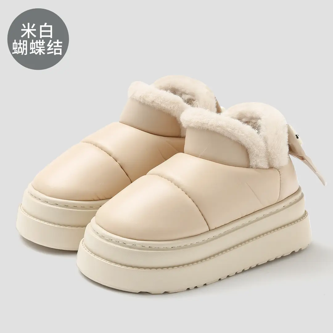 Women's Waterproof Snow Boots for Winter Outer Wear Thick-Soled Non-Slip Indoor Home Plush Warm Bag Heel Cotton Shoes for Men Wholesale - Image 3