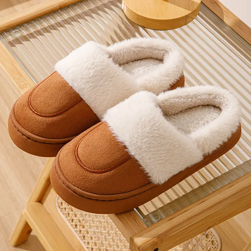 Waterproof Cotton Slippers for Men Fleece Lined Warm Home - Image 9