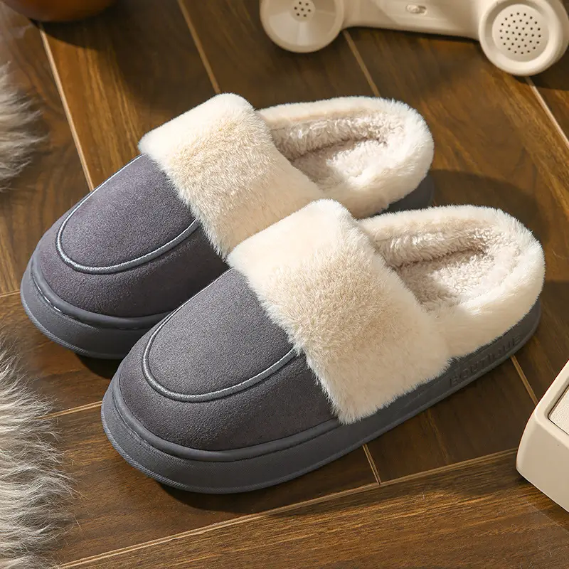 Waterproof Cotton Slippers for Men Fleece Lined Warm Home - Image 10