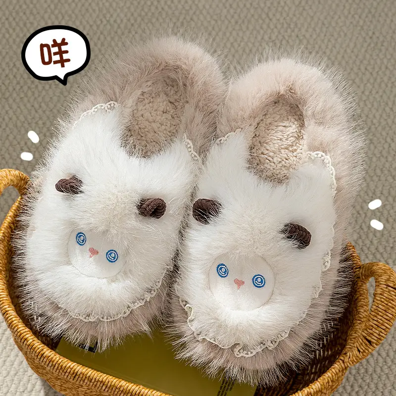 Cute Little Sheep Cotton Slippers for Women Autumn and Winter 2025 New Indoor Home Warm Thickeneded Plus Plush Cotton Slippers - Image 5