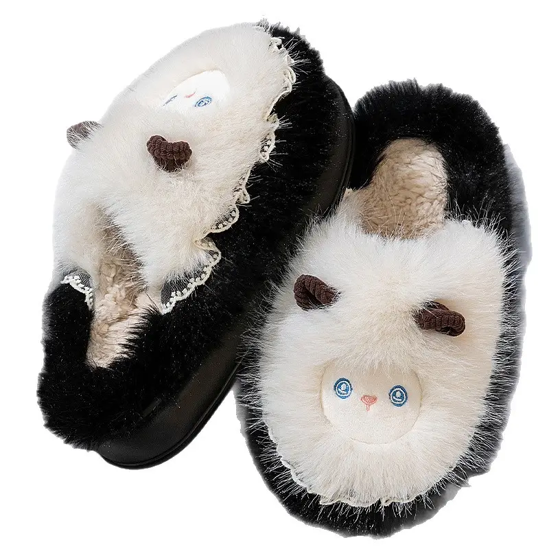 Cute Little Sheep Cotton Slippers for Women Autumn and Winter 2025 New Indoor Home Warm Thickeneded Plus Plush Cotton Slippers - Image 8
