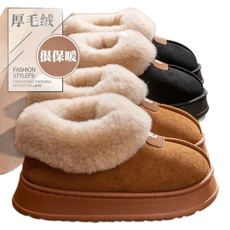 New Winter Cotton Slippers for Women, Thick-Soled Outer Wear, Snow Boots, Thickeneded Warm Fur Slippers, Couple Cotton Shoes for Men - Image 18