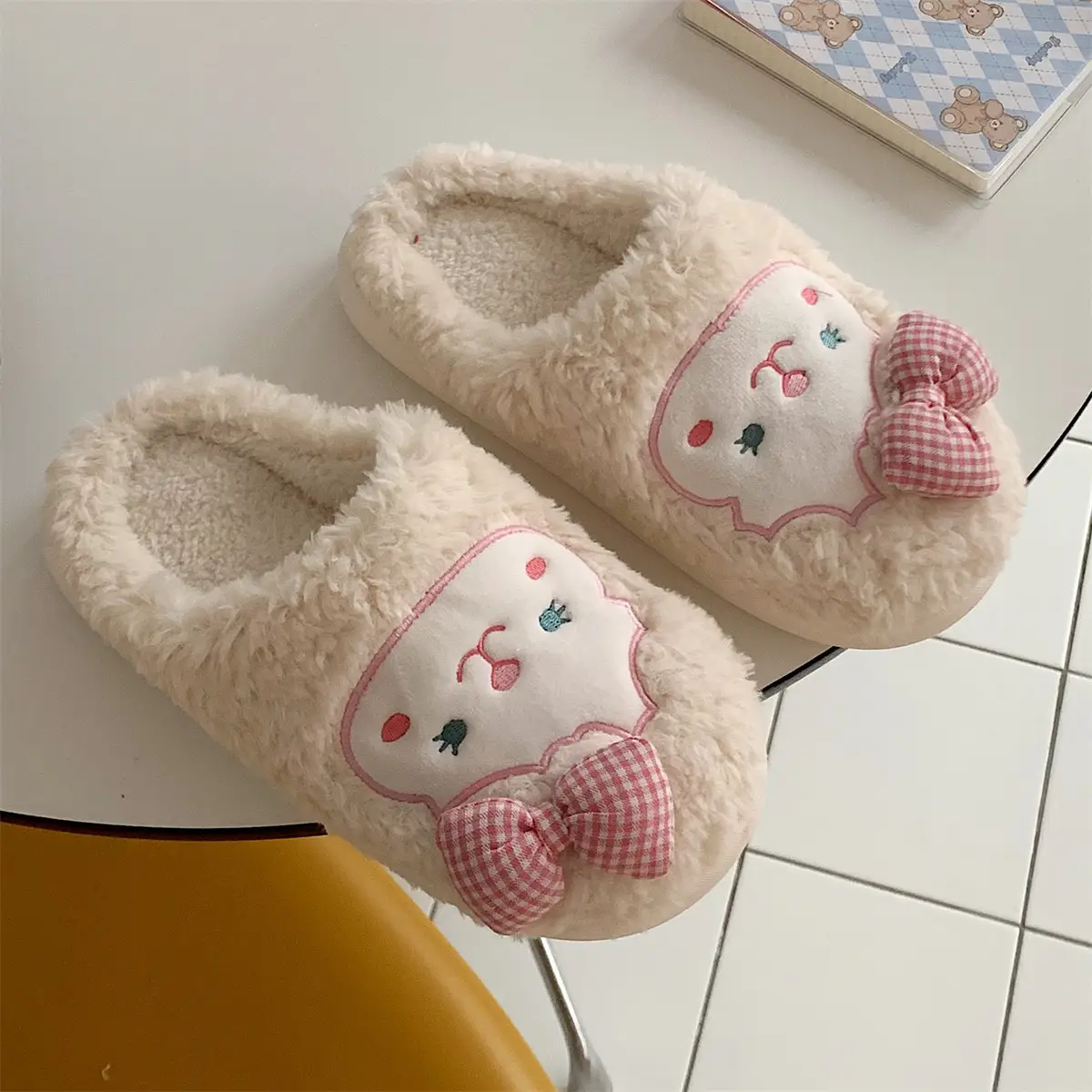 Winter Korean Style Soft Plush Slippers for Girls