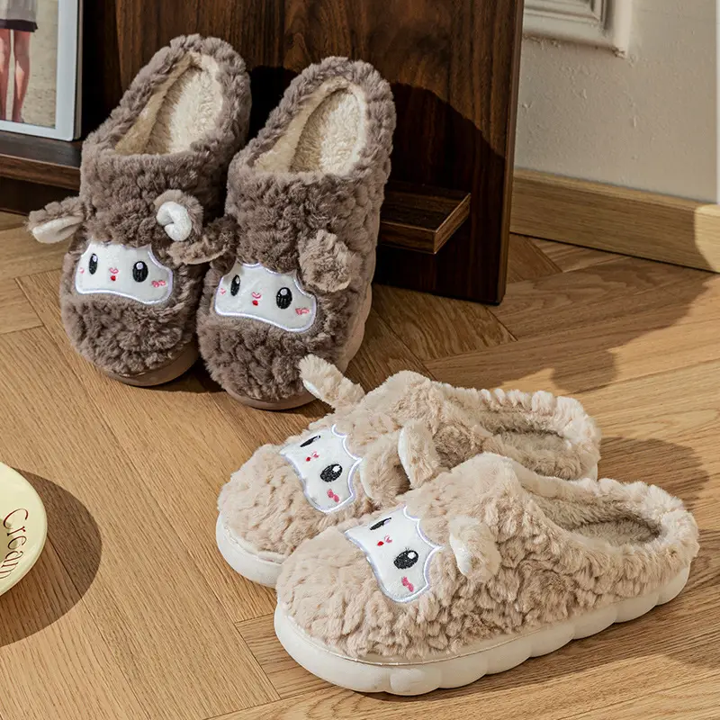 Cute Little Sheep Cotton Slippers for Couples, Home Slippers for Autumn and Winter, Warm, Non-Slip Cotton Slippers with a Soft, Thick-Soled Feel - Image 6