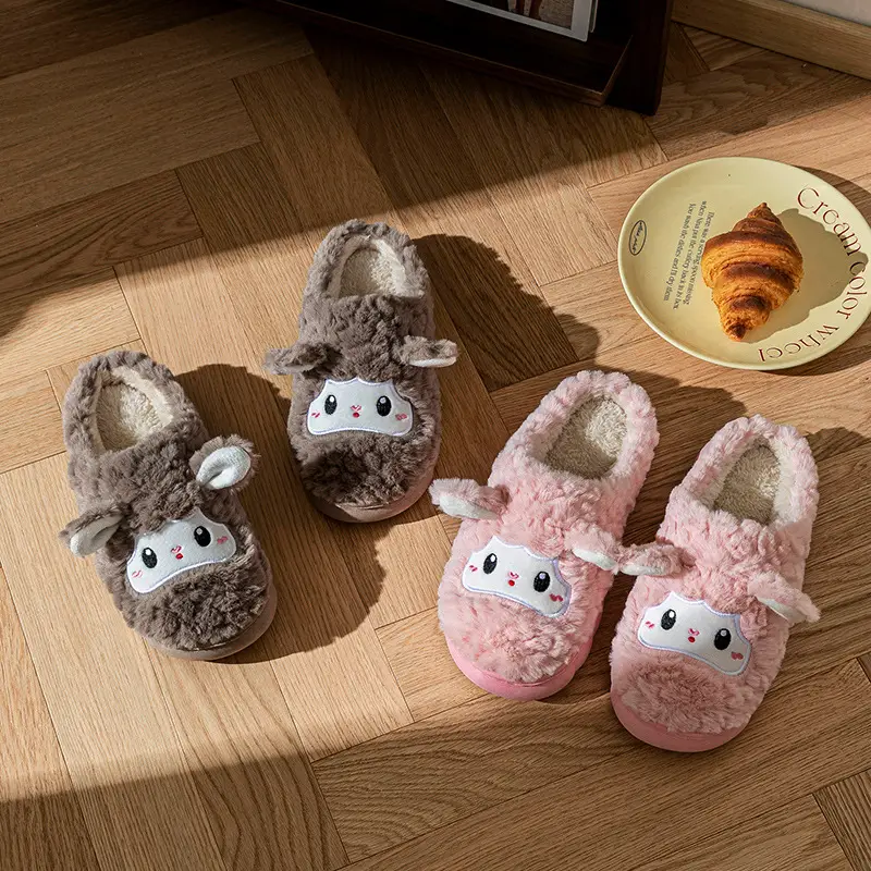Cute Little Sheep Cotton Slippers for Couples, Home Slippers for Autumn and Winter, Warm, Non-Slip Cotton Slippers with a Soft, Thick-Soled Feel - Image 7