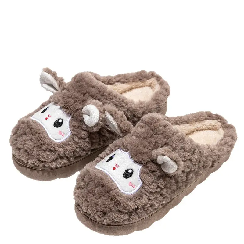 Cute Little Sheep Cotton Slippers for Couples, Home Slippers for Autumn and Winter, Warm, Non-Slip Cotton Slippers with a Soft, Thick-Soled Feel - Image 8