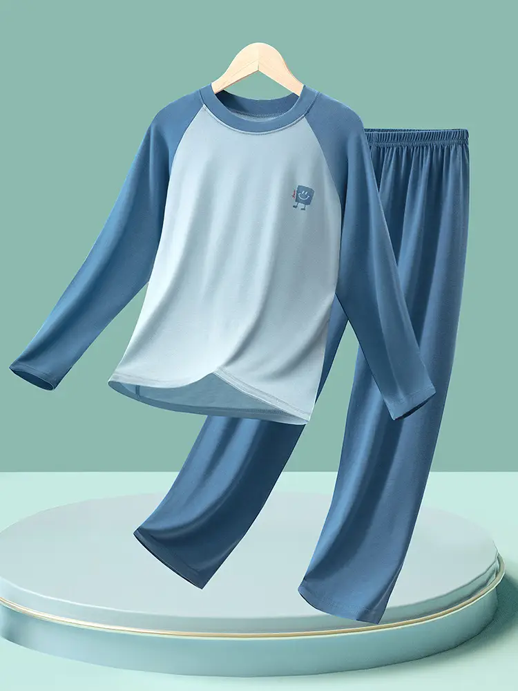 Modal Children's Pajamas Boys' Home Wear Set Air Conditioning Clothing Teenagers' Autumn Clothes and Pants Girls' Breathable Underwear