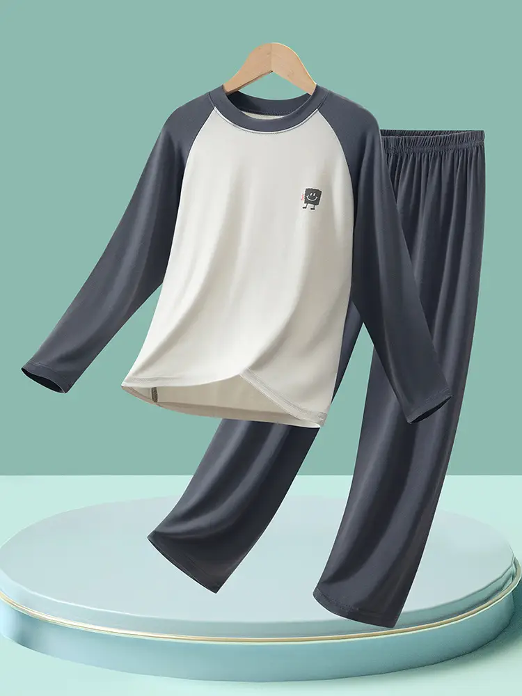 Modal Children's Pajamas Boys' Home Wear Set Air Conditioning Clothing Teenagers' Autumn Clothes and Pants Girls' Breathable Underwear