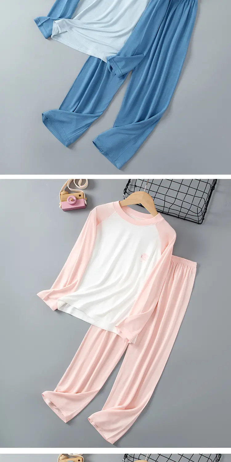 Modal Children's Pajamas Boys' Home Wear Set Air Conditioning Clothing Teenagers' Autumn Clothes and Pants Girls' Breathable Underwear — feature 5