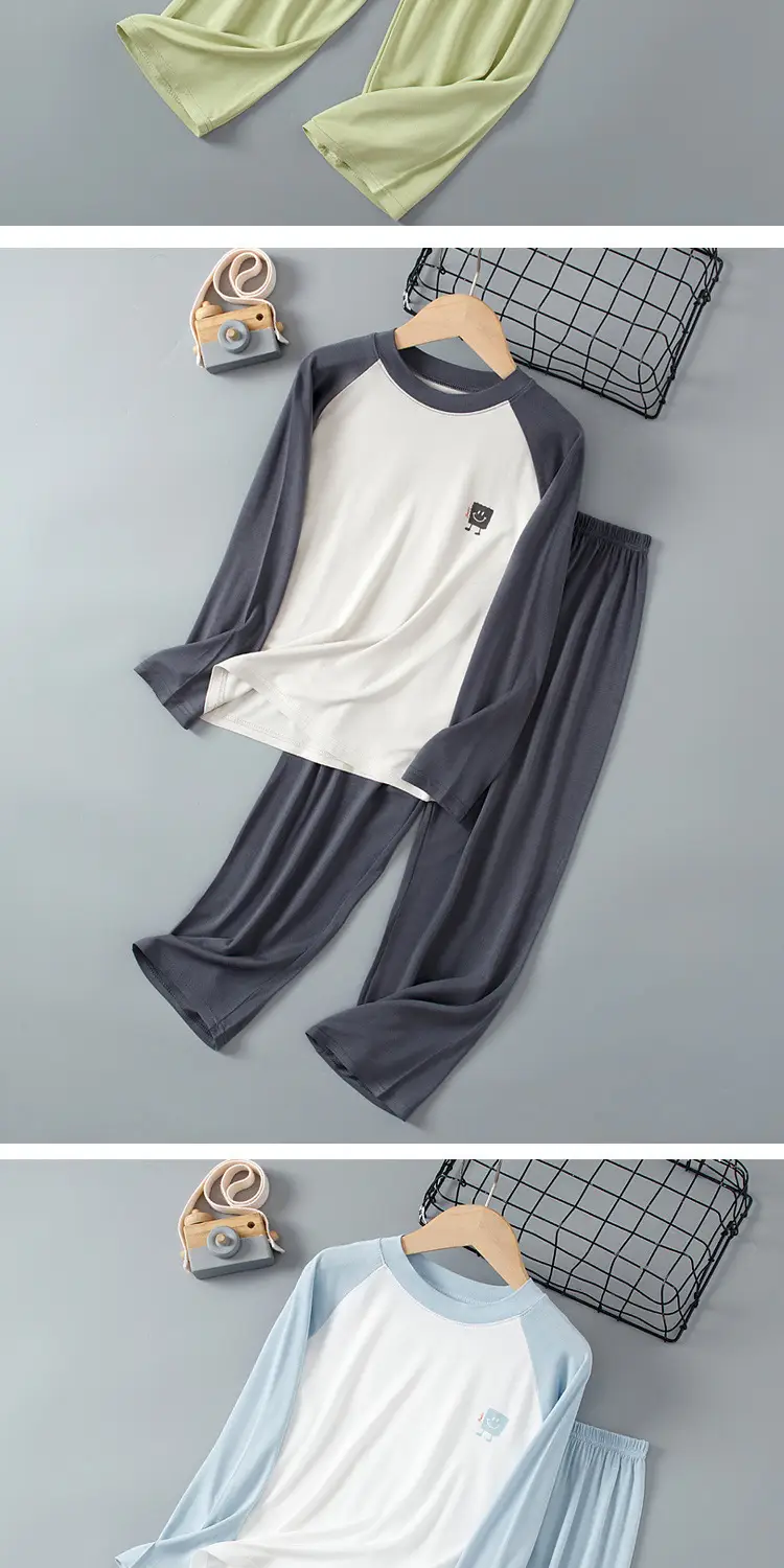 Modal Children's Pajamas Boys' Home Wear Set Air Conditioning Clothing Teenagers' Autumn Clothes and Pants Girls' Breathable Underwear — feature 7