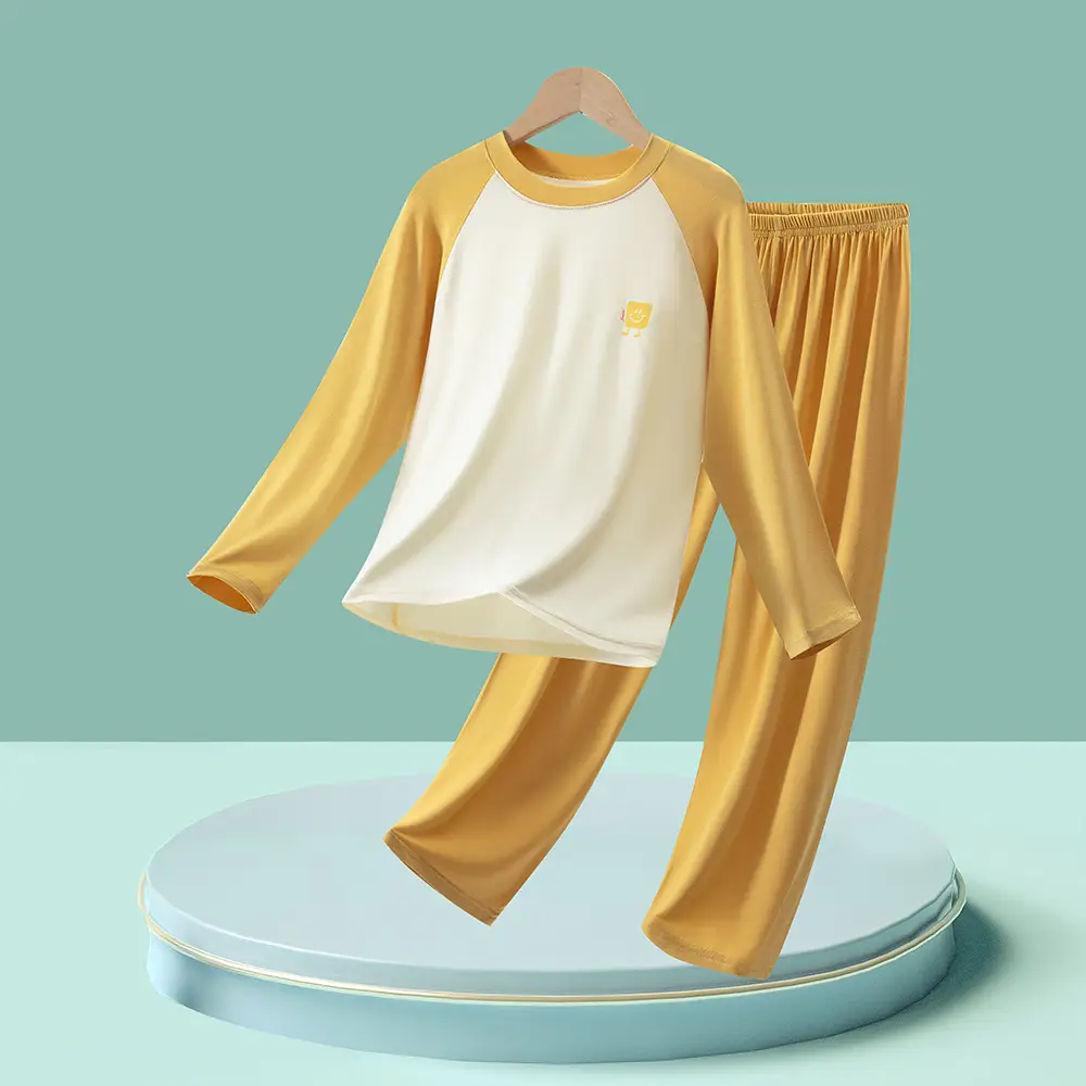 Modal Children's Pajamas Boys' Home Wear Set Air Conditioning Clothing Teenagers' Autumn Clothes and Pants Girls' Breathable Underwear