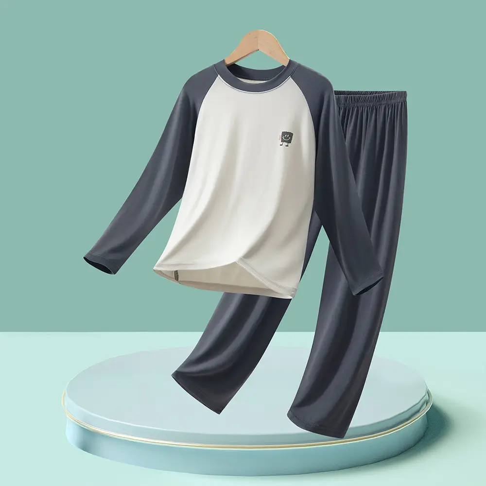 Modal Children's Pajamas Boys' Home Wear Set Air Conditioning Clothing Teenagers' Autumn Clothes and Pants Girls' Breathable Underwear