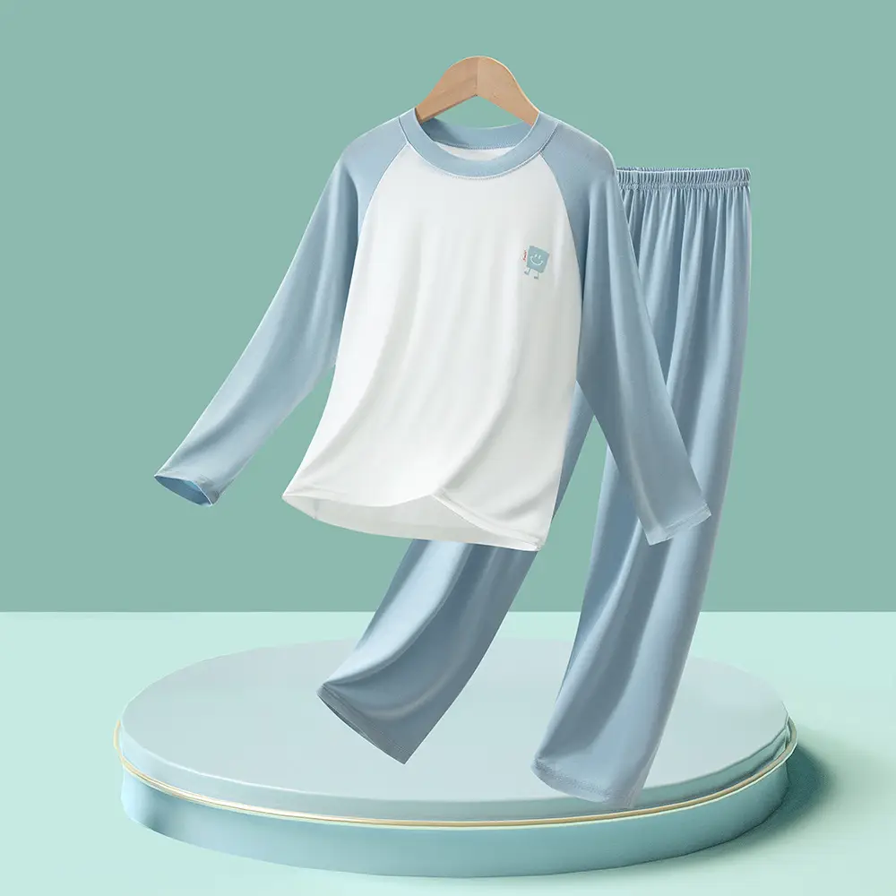 Modal Children's Pajamas Boys' Home Wear Set Air Conditioning Clothing Teenagers' Autumn Clothes and Pants Girls' Breathable Underwear