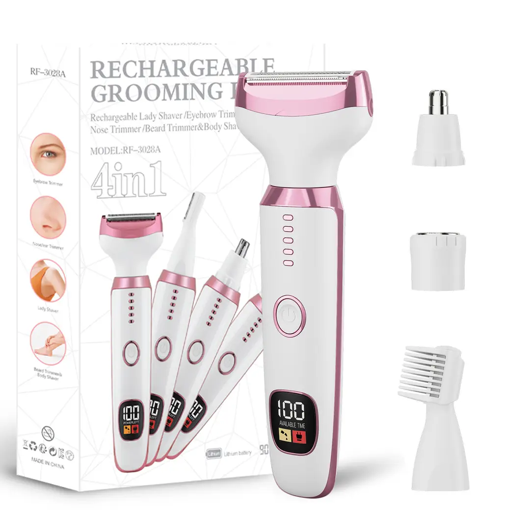 Women's Private Hair Trimmer Four-In-One Multi-Function Shaver Electric Digital Display Full Body Washable Hair Removal Device