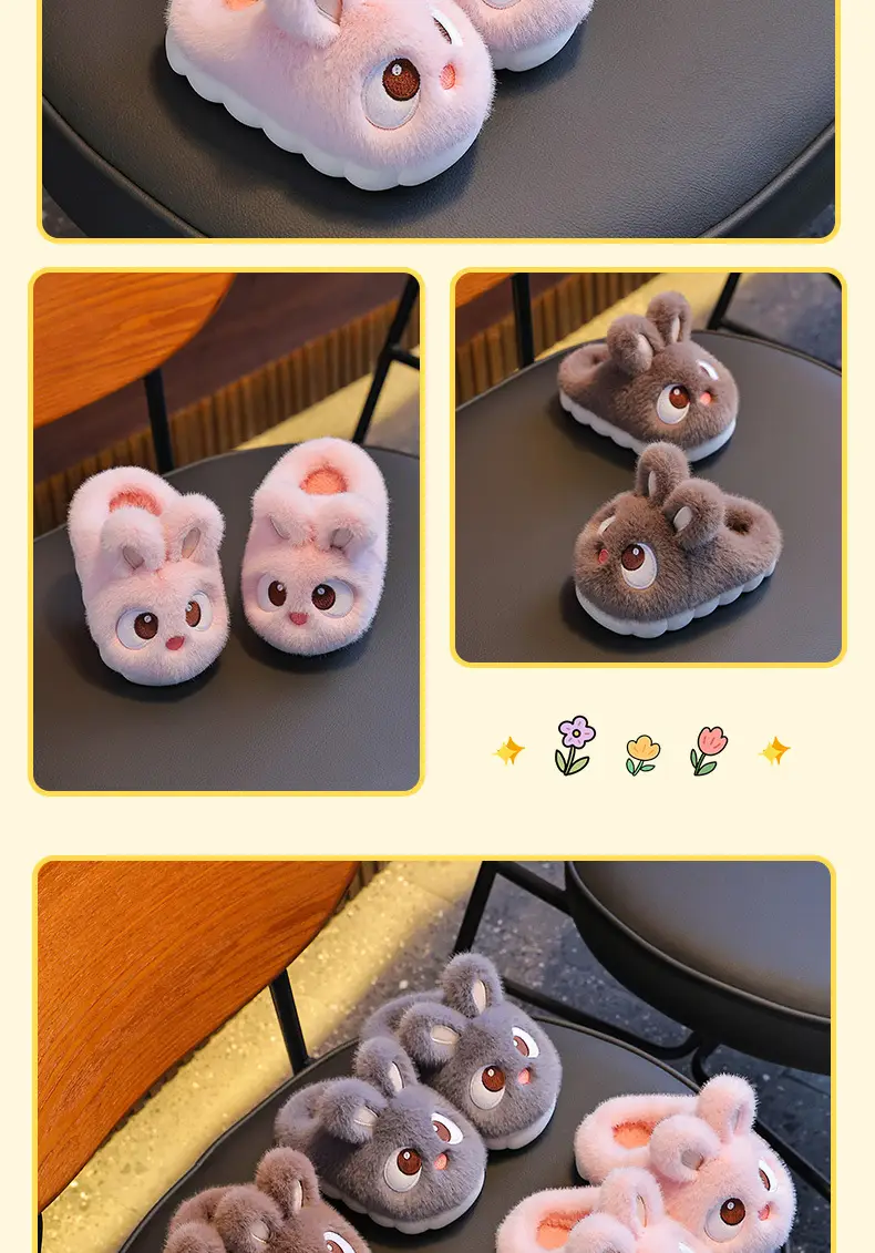 2025 New Cute Children's Cotton Slippers Winter Boys and Girls Indoor Home Non-Slip Warmth Covered with Stuffed — feature 15