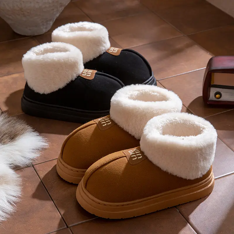 Waterproof Cotton Slippers for Women, Autumn and Winter, Closed Heel, Indoor Home Use, Non-Slip, Thick-Soled, Warm, Fleece-Lined Cotton Shoes for Women, Suitable for Outdoor Wear - Image 5